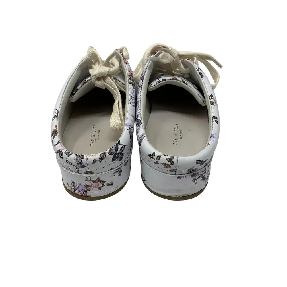 Rag & Bone Sneakers Women's Size 7.5 RB1 Mule Garden Floral Lace Up Shoes White